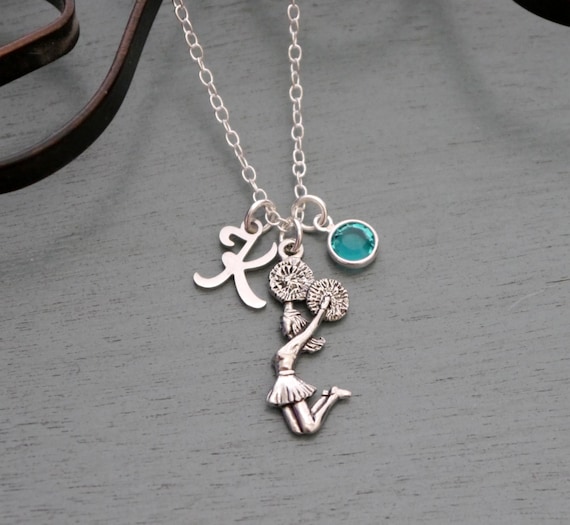 Cheerleader Necklace, Personalized Cheerleader Necklace, Cheerleader Gifts, Letter Birthstone, Cheerleader Jewelry, Cheer Necklace, Custom