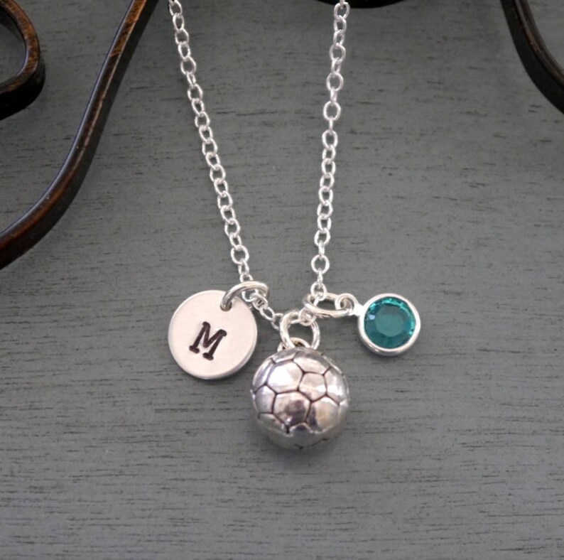 Soccer Ball Necklace Personalized Soccer Necklace Silver Etsy