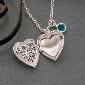 Heart Picture Locket, Initial Birthstone Picture Locket, New Mom Gifts, New Mother Gifts, Little Girl Locket Gifts, Picture Locket image 6