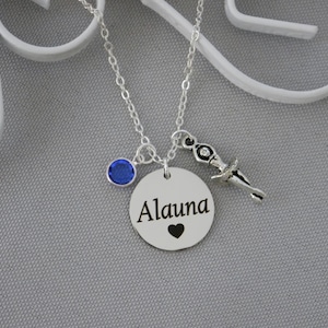 Ballerina Necklace, Ballet Name Necklace, Ballet Recital Gifts, Personalized, Ballet Gifts, Birthstone, Custom, Ballet Gifts for Girls
