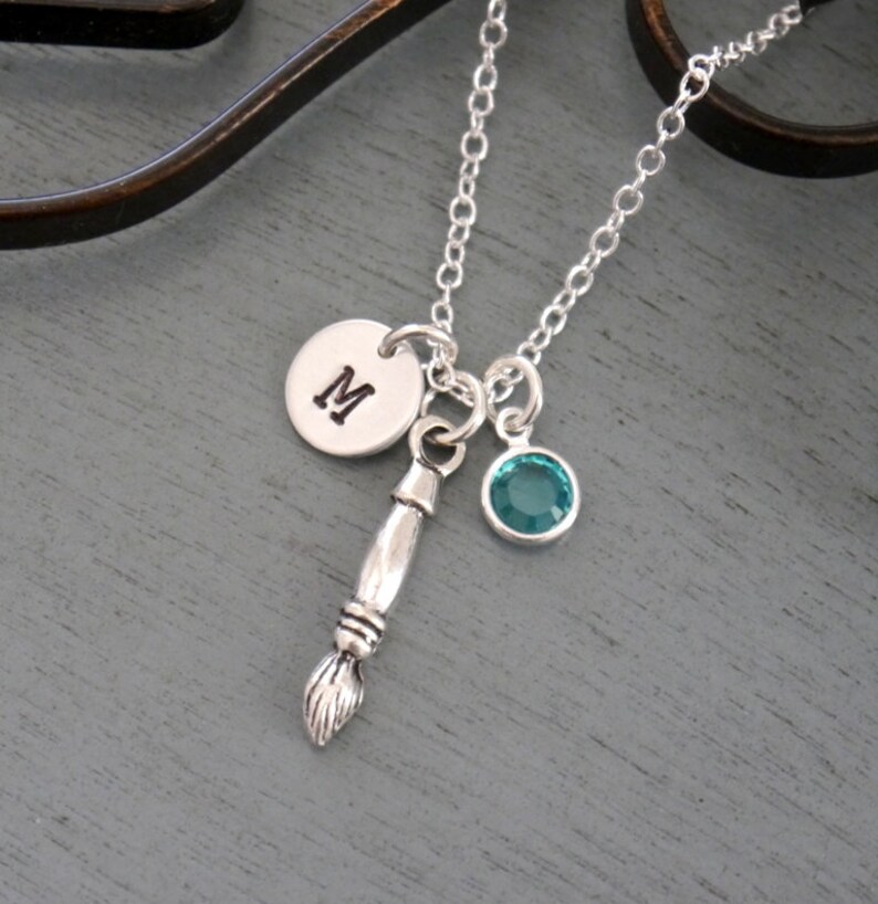 Painter Necklace Personalized Paint Brush Necklace Painting Etsy