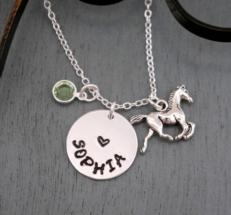 Horse Name Necklace Personalized Horse Necklace Horse Etsy