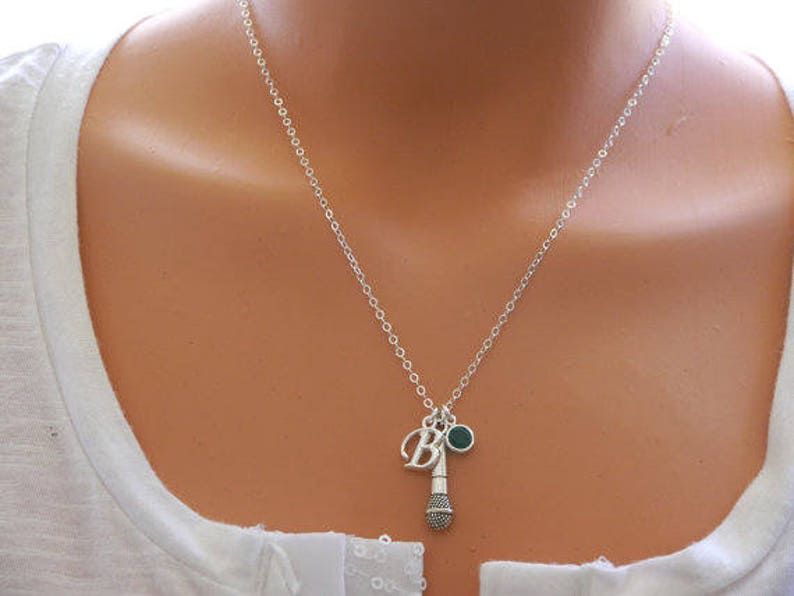 Microphone Necklace Personalized Microphone Necklace Singer Etsy