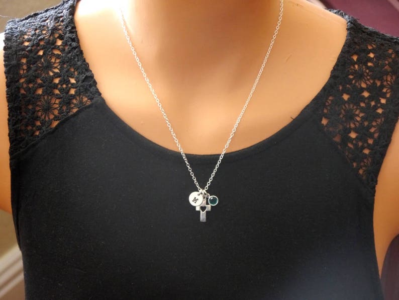 Cross Heart Necklace Personalized Cross Necklace Cross Etsy