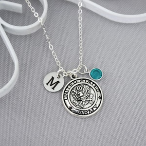 Army Necklace, Personalized Army Necklace, Silver Army Necklace, Initial Necklace, Army Mom Necklace, Army Wife Gifts, Army Girlfriend