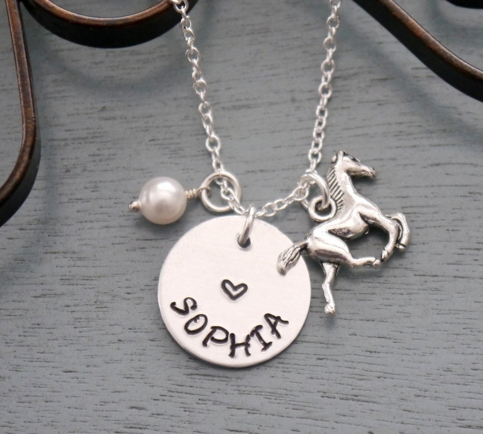Horse Name Necklace Personalized Horse Necklace Horse Etsy