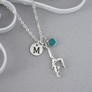 Gymnast Necklace, Personalized Gymnast Necklace, Silver Gymnast Necklace, Initial Necklace, Gymnast Gifts, Gymnastics Necklace, Gymnastics