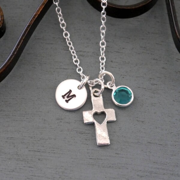 Heart Cross Necklace Etsy