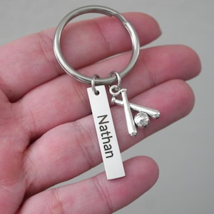 Baseball Keychain, Custom Baseball Bat Keychain, Name Bar, Personalized, Baseball Gifts, Baseball Batter Gifts, Gifts for Boys, Gifts Men