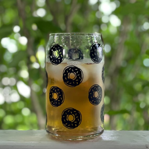 Donut Glass | Glass Can Cups | Glass Cups | Coffee & Tea | Soda Cup | Glass  Drinkware | Beer Can Glass | Aesthetic Cup