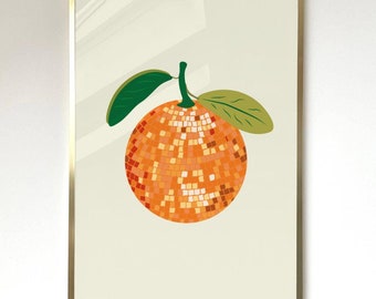 Disco Orange Art Print Orange Disco Ball Print Orange Fruit Disco Ball Retro Poster Trendy Gallery Wall Art Dorm Poster Orange Wall Art