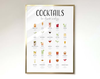 Classic Cocktails Recipe Print Cocktail Poster Cocktail How To Print Mixology Cocktails Recipe Kitchen Decor Art Cocktail Gift Bar Poster