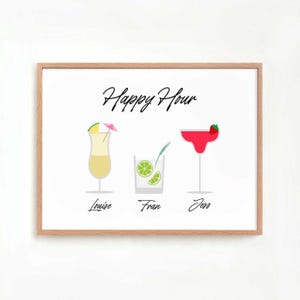 Personalized Cocktail Poster Custom Cocktail Print Kitchen Wall Art Family Custom Dorm Art Bar Cart Decor Drink Lovers Cocktail Art