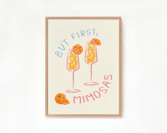 Mimosa Cocktail Print Cocktail Poster Kitchen Aesthetic Poster Drink Lovers Bar Cart Art