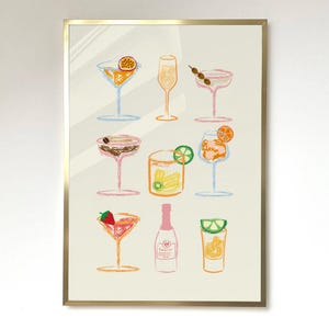 Cocktail Print Cocktail Poster Kitchen Aesthetic Poster Spicy Marg Print Martini Drink Lovers Aesthetic Girly Bar Cart Art Pink Wall Art