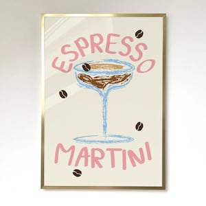 Espresso Martini Poster Bar Cart Decor Cocktail Poster Party Retro Poster Kitchen Artwork Cocktail Print Drink Lovers Cocktail Wall Art