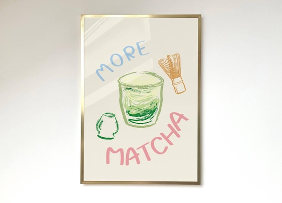 Matcha Print Matcha Wall Art Green Aesthetic Poster Kitchen Artwork Coffee Print Matcha Wall Art Matcha Bowl Matcha Bamboo Whisk Wall Art