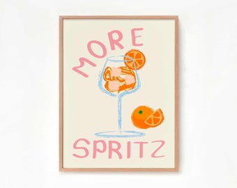 Spritz Print Cocktail Poster Aesthetic Poster Kitchen Artwork Cocktail Print Bar Decor Orange Drink Lovers More Spritz Cocktail Wall Art