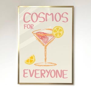 Cosmopolitan Print Cosmo Cocktail Poster Aesthetic Poster Cosmo Cocktail Print Bar Decor Drink Lovers Pink Wall Art Classic Cocktail Print