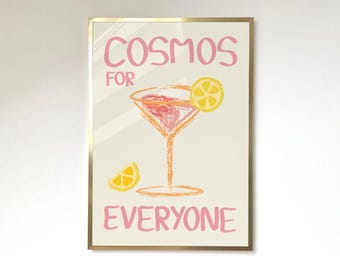 Cosmopolitan Print Cosmo Cocktail Poster Aesthetic Poster Cosmo Cocktail Print Bar Decor Drink Lovers Pink Wall Art Classic Cocktail Print
