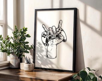 Gamer Wall Art Print; Video Game Controller Illustration; Gaming Room Decor; Gift For Gamers