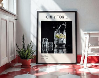 Gin & Tonic Cocktail Print Wall Art - Kitchen Decor