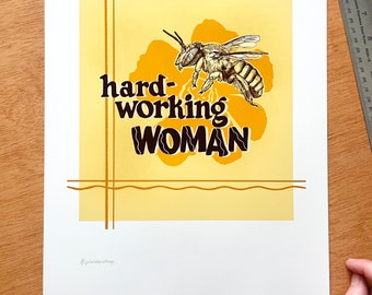 Hard Working Woman, Worker Bee Giclee Art Print