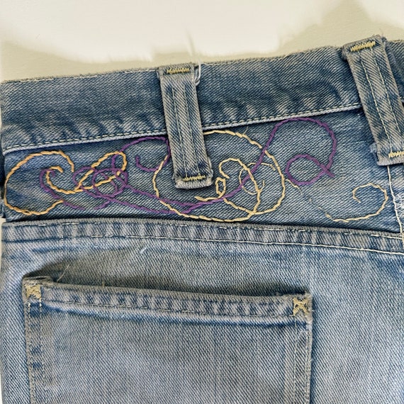 Vintage 60s 70s bell bottom jeans hippie embroide… - image 7
