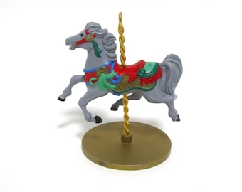 Vintage Hallmark 1989 Carousel Series Christmas Ornament, "Holly" Carousel Horse Ornament, Carousel Collectibles