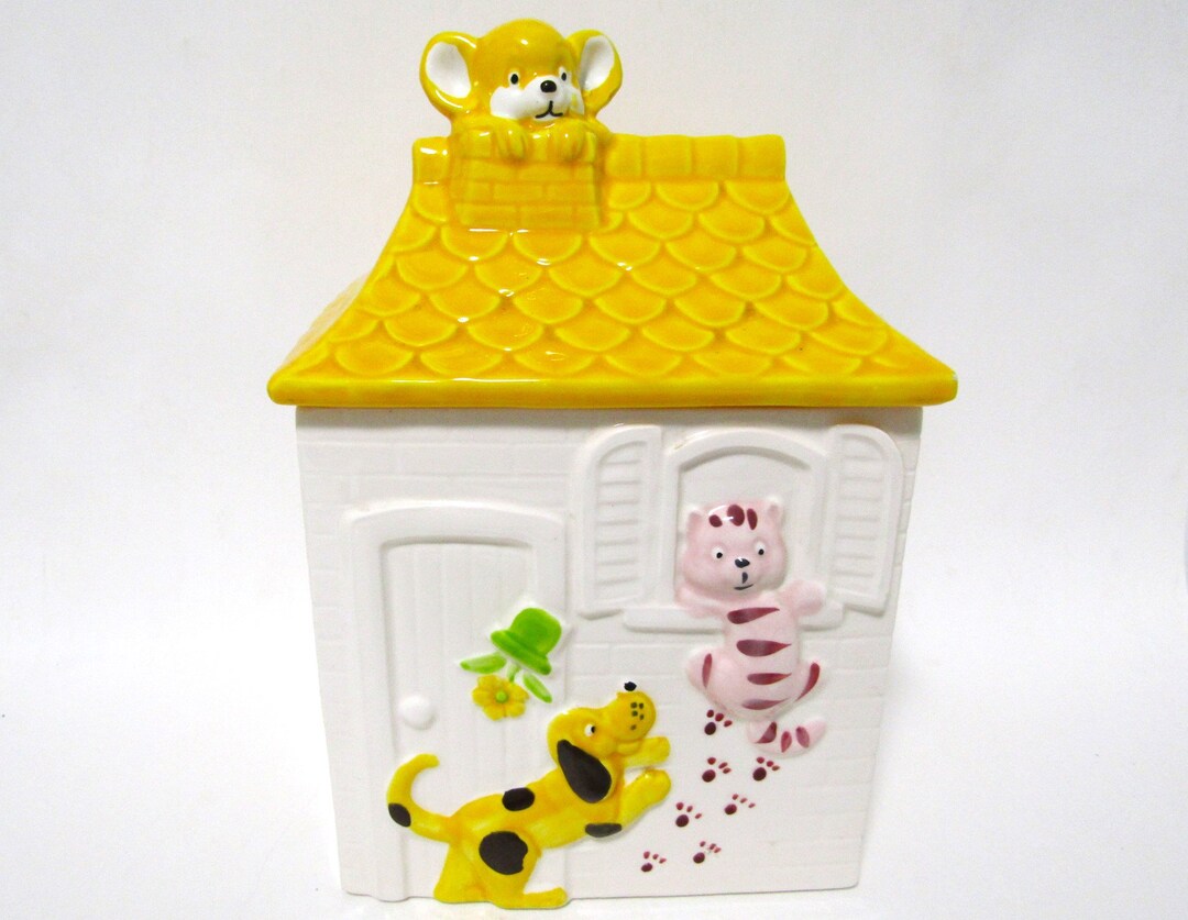 Vintage Dog and Cat Cookie Jar Dog and Cat Treat Jar Etsy