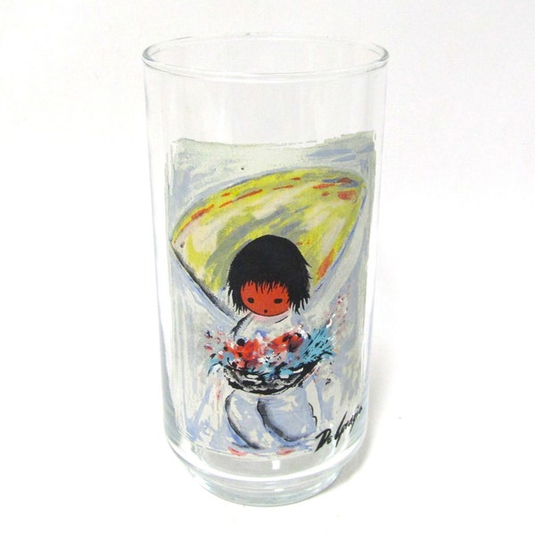 Vintage Ted DeGrazia Flower Boy Drinking Glass, Ted DeGrazia "Children of the Southwest" Tumbler, Collectible Drinking Glass