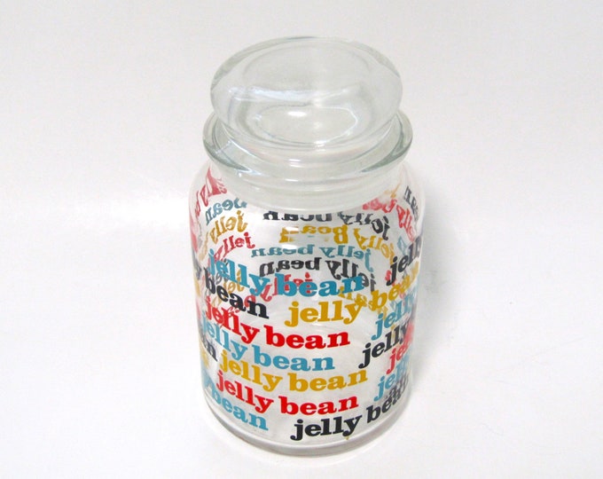 Vintage Jelly Bean Jar, Jelly Bean Jar With Lid, Glass 1980's Jelly