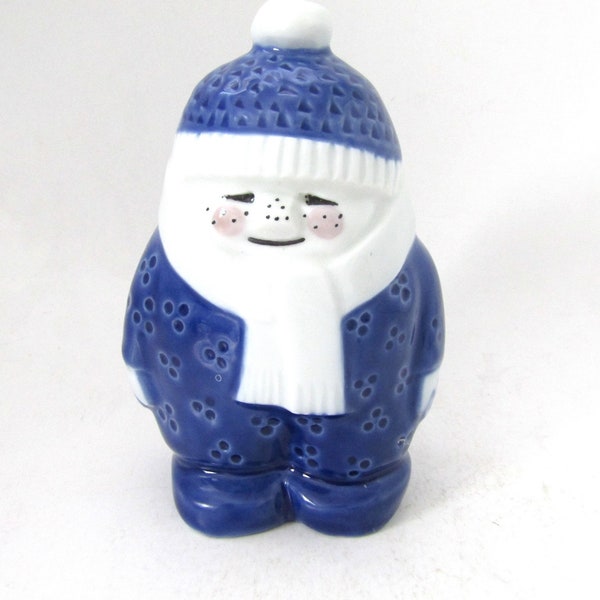 Vintage Porsgrund Winter Boy Figurine, Porsgrund Norway Porcelain, Norway Souvenir