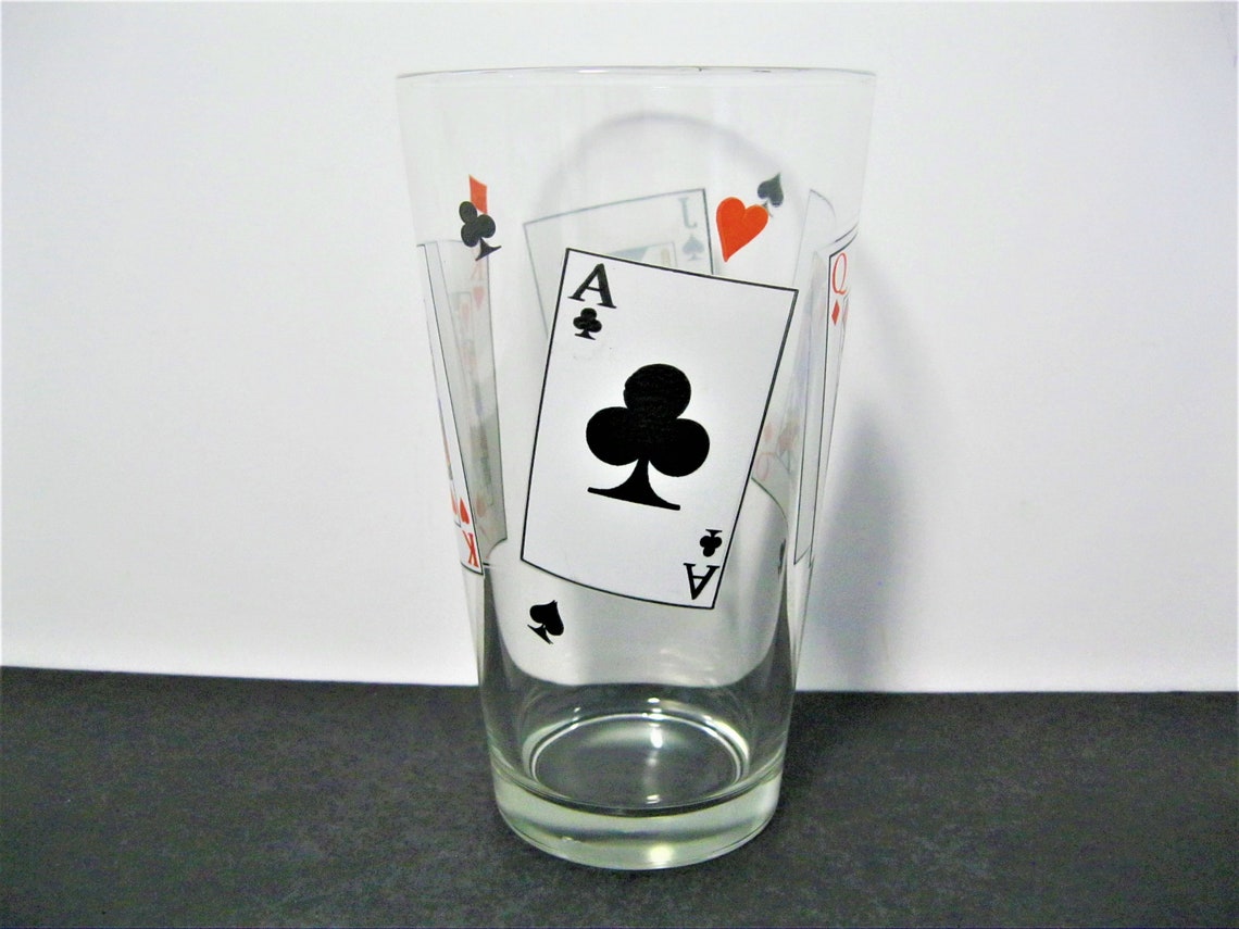 Vintage Poker Pint Glass Playing Cards Glass Poker - Etsy