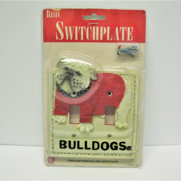 Vintage Georgia Bulldogs Double Switch Plate Cover, Resin Bulldogs Switch Plate Cover, Georgia Bulldogs Collectible