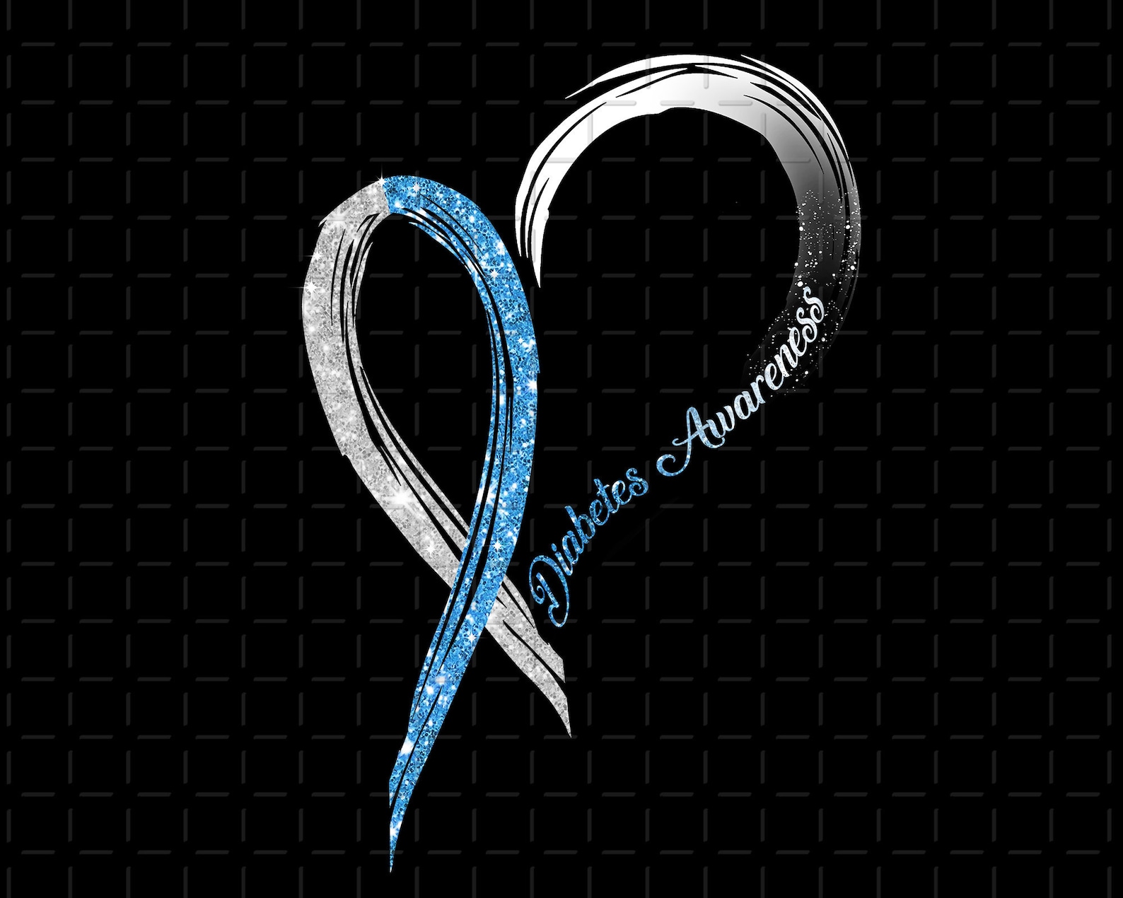 Heart Ribbon Type 1 Diabetes Awareness Png Diabetes Support | Etsy