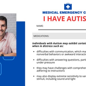 Autism Support Card for Emergency Situations: I am Autistic Wallet Card, Backpack Card for Medical and Emergency Contact Information
