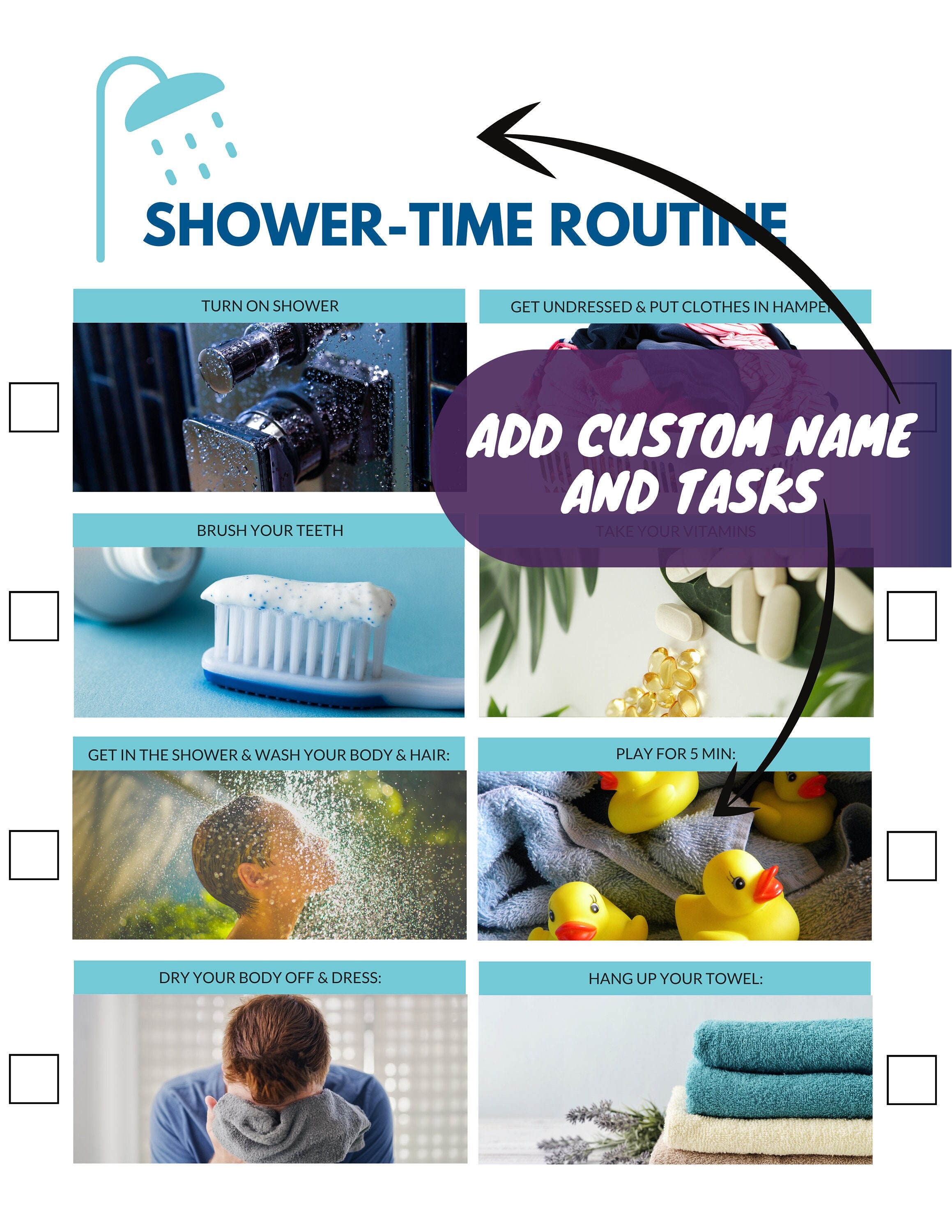 ADHD Support Printable Shower Routine Checklist Etsy