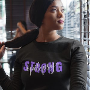 Epilepsy Strong Women&#39;s Cropped Fleece Pullover Black, great for November Epilepsy Awareness