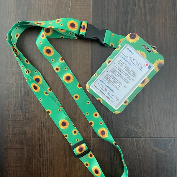 Sunflower Lanyard for HIDDEN DISABILITIES, Autism Awareness and Support (pairs great with our printable Autism ID Card)