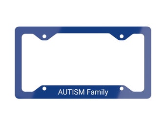 Autism Family License Plate Frame, blue