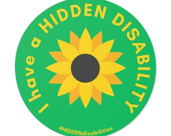 Hidden Disability Round Vinyl Sticker, Autism, Epilepsy, Diabetes, Asthma, Alzheimer&#39;s, PoTS, Lupus, Parkinson&#39;s, Multiple Sclerosis