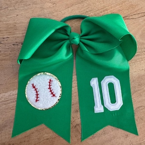 Custom Green RoughRiders Team Bows with Sport Patch and Player Number – Perfect for Players & Fans