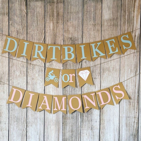 Dirt Bikes Or Diamonds Banner, Dirt Bikes Or Diamonds Gender Reveal, Dirt Bikes, Diamonds, Baby Shower, Dirt Bikes Or Diamonds Baby Shower
