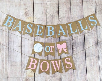 Baseballs Or Bows Gender Reveal Banner, Baseballs Or Bows Banner, Baseballs Or Bows Baby Shower, Baseball Gender Reveal, Baseball Banner