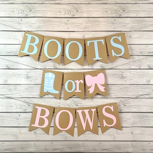 Boots or Bows Gender Reveal Banner: Cowboy, Western Theme
