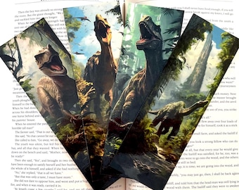 Dinosaur Bookmark Set, Dino Bookmark, T-Rex Bookmarks, Realistic Dinosaurs, Bookmarks For Men, Jungle, Book Lover Gift, Fantasy Bookmarks