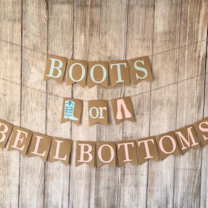 Boots or Bell Bottoms Gender Reveal Banner: Cowboy Theme