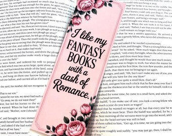 I Like My Fantasy, Books With A Dash Of Romance Bookmark, Fantasy Romance Bookmark, Romantasy, Fantasy Bookmark, Floral Romantasy Bookmark