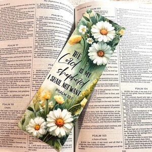 The Lord Is My Shepherd I Shall Not Want Bookmark, Double Sided Bookmark, Bible Verse Bookmark, Scripture Bookmark, Inspirational, Floral